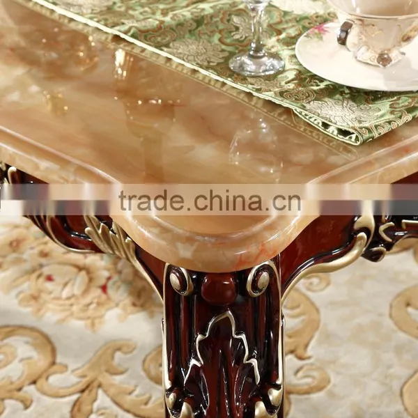 Luxury Classical Royal Baroque French Style Traditional Carved Wooden Antique Gold Silver Stroke Dark Brown Dining Room Set Quality Choice photo-4