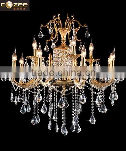 Modern Luxury Wrought Iron Zinc Alloy Crystal Chandelier Lighting Pendant Light CZ5119/8+4