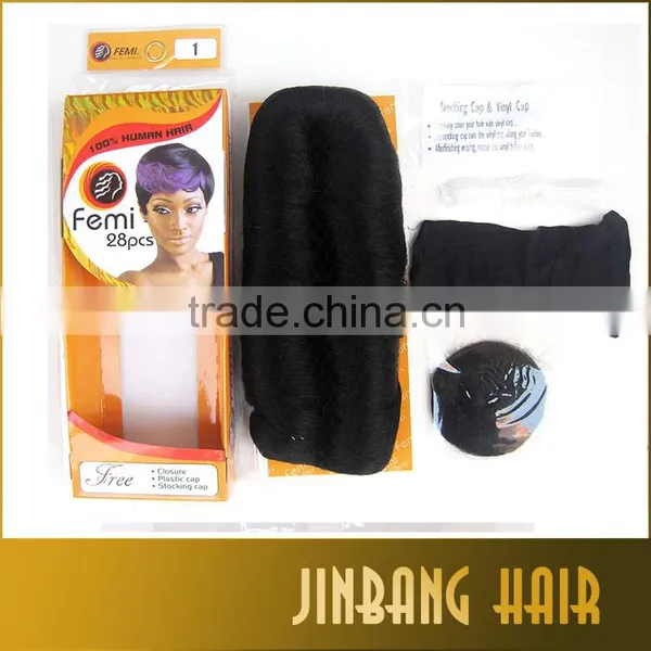 Natural Hair Extensions Black Color Femi 28PCS Human Hair Weave Short Hair Weaving photo-2