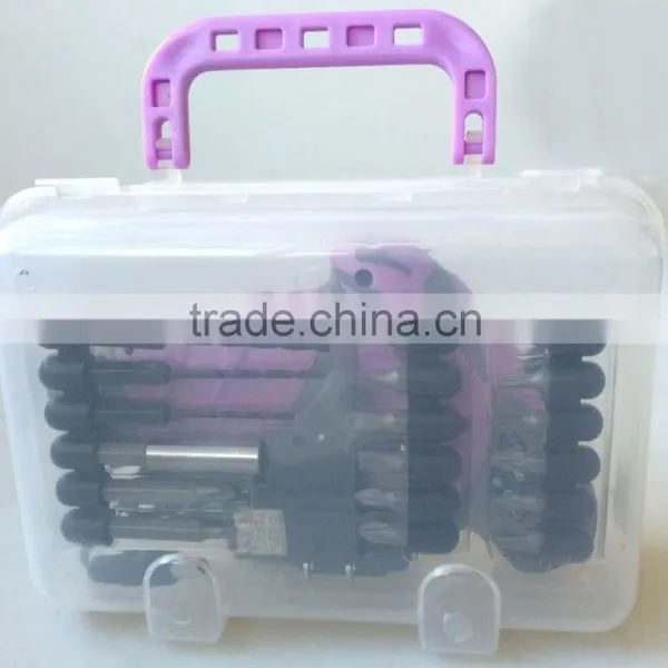 3.6Volt/4.8Volt Best Selling Pink Color Woman Cordless Screwdriver With 18pcs Bits in Plastic Carry Case photo-2