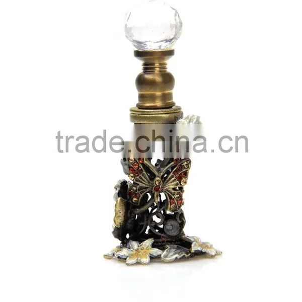 Cosmetic Glass Bottle Manufacturers Vintage Fancy Glass Perfume Bottle With Metal Shell Shaped Stopper From China Supplier photo-2
