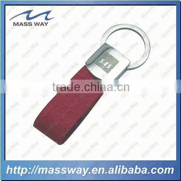 Handmade Decorative Blank Custom Red Leather Metal Key Chain photo-5