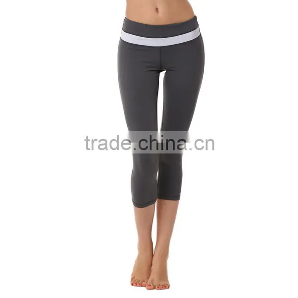 2016 Factory Manufacturer 3/4 Length Mix Color on Waist Women Workout Leggings Quality Choice photo-2
