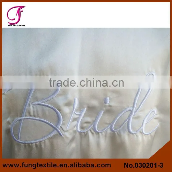 030201 Women Short Design Embroidered Words Silk Kimono Robe photo-5