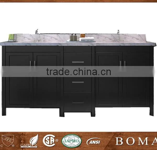2016 Moden Design Gray Color Solid Wood Double Sink Waterproof Bathroom Cabinet