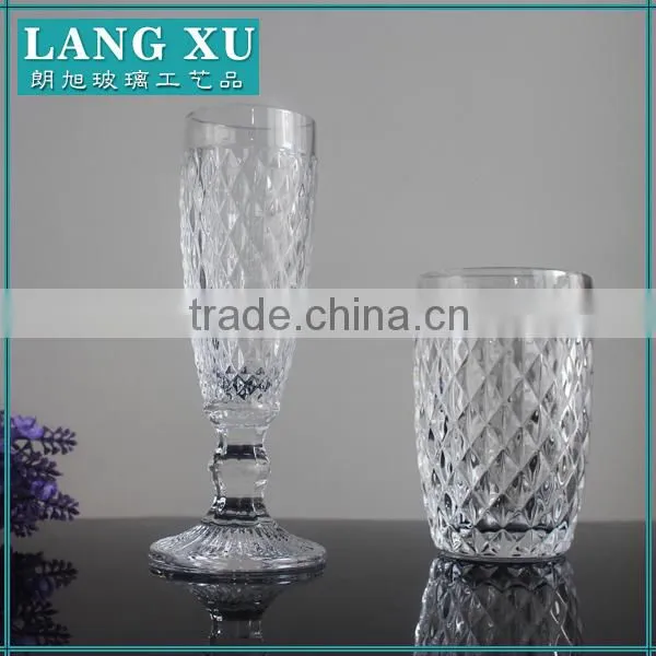 Hand Pressed Transparent Unique Shaped Wholesale Tumbler Drinking Water Glass photo-3