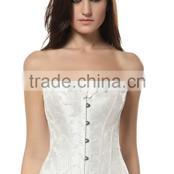Sexy Lace Ruffled Brocade Floral Steampunk Corset Overbust Steel Boned Corset photo-5