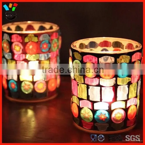 Vintage Old Fashion Style Mosaic Glass Tealight Holder