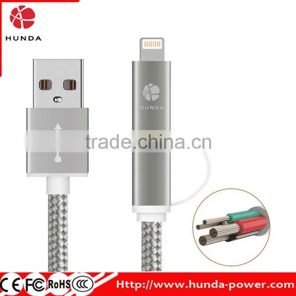 MFI Certified 2-in-1 Dual Connector USB Charging Cord for Smartphones and Tablets photo-2