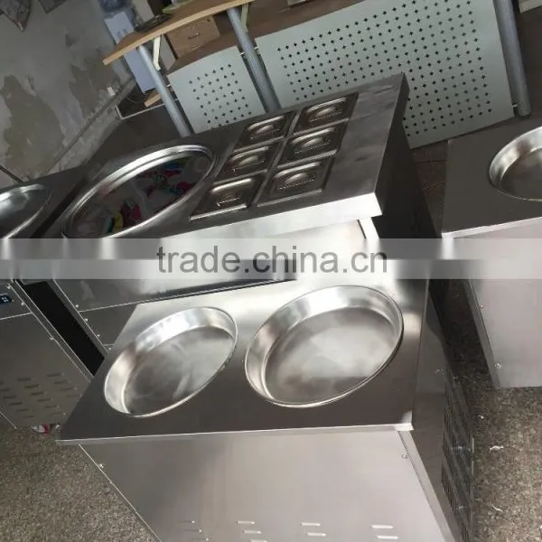 35cm Pan Double Round Pans Fry Ice Cream Machine photo-2