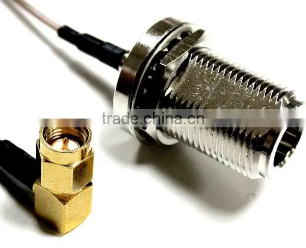 N BULKHEAD STRAIGHT JACK TO SMA RIGHT ANGLE PLUG CABLE