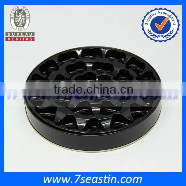 Elegant Black Round Shaped Empty Metal Tin Box For Chocolate Cookies Candy Packaging photo-4