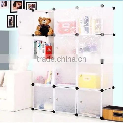 12 Cubes Plastic Innterlocking DIY Storage Cabinets Closet (FH-AL0043) photo-6