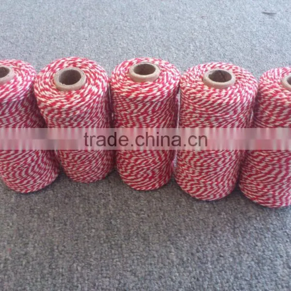 Red and White Striped Color Cotton Twine for Chrismas Day Gift Packing 1.5mm Baker's Twine photo-2