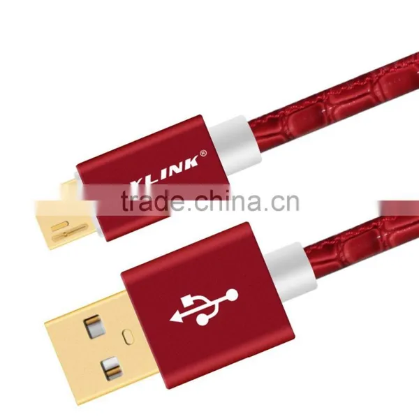 VOXLINK Crocodile Gold Plug Mirco Usb Cable Sync Date Charging Cable Micro Red 1m photo-2