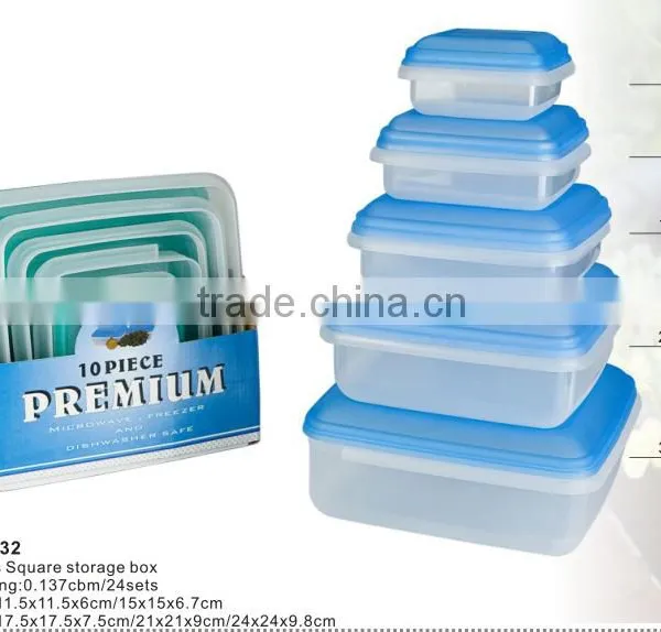 5pcs as a Set Square Food Container PP Plastic Storage Box