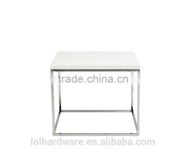 Euro Style Stainless Steel Base Side Table, White Lacquer/Chrome photo-2