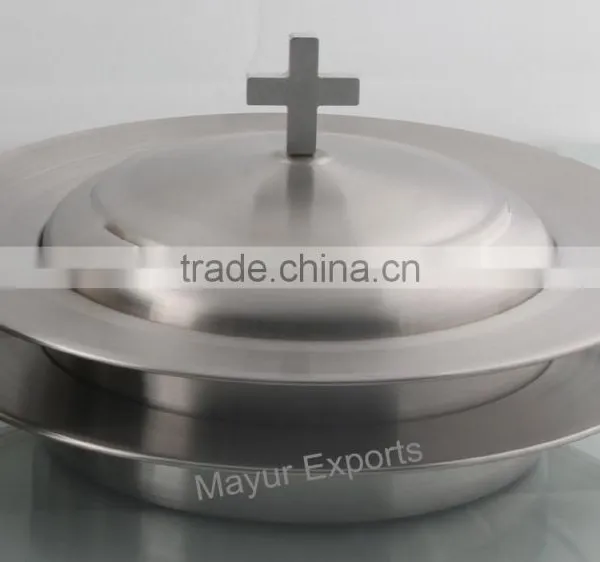 Metal Stacking Communion Bread Plate Set photo-2