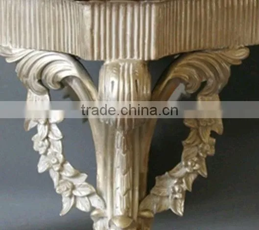 Champagne Gold Coffee Table With Marble Top, French Furniture photo-2