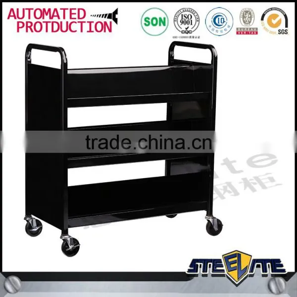 Metal Modern Library 3 Laryers Mobile Book Cart in Stock photo-4