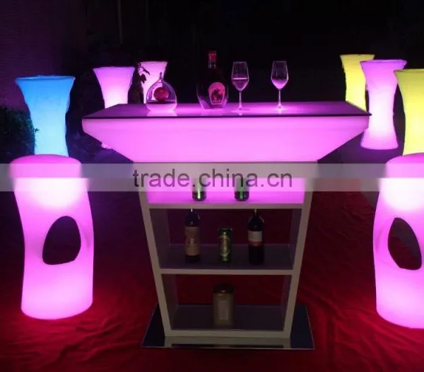Led Illuminated Home Bar Counter With Stainless Steel Shelf photo-3