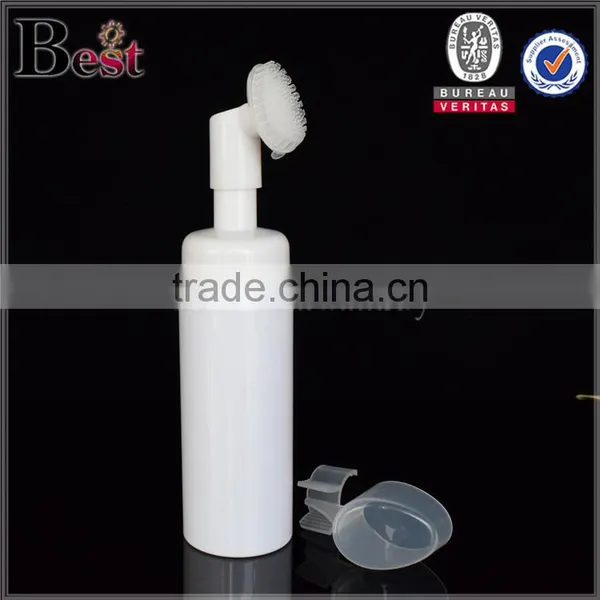 150ml White Plastic Foam Spray Bottle Facial Cleanser Silicone Brush Cap 150ml Foam Spray Bottle photo-2