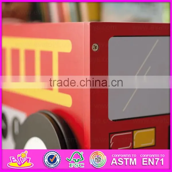 Pull and Push Wooden Bus Storage Cartoon Box for Kids,Best Manufacturer Wooden Toy Storage Box With School Bus Printing W08C127 photo-2