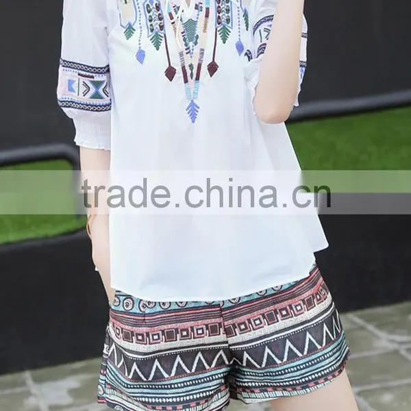 Girls Stylish Top and Shorts Beautiful Embroidery Design Ladies Suits photo-3