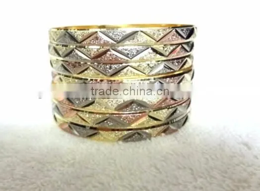 Designer Bangle Sets of 7 in Three Tone photo-2