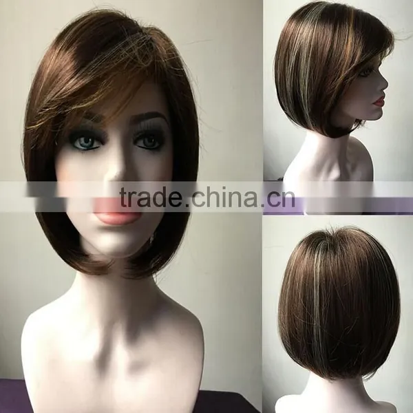 MGOO Short Bob Lace Front Wig Human Hair Party Wig Short Women Wig For Middle Age photo-4