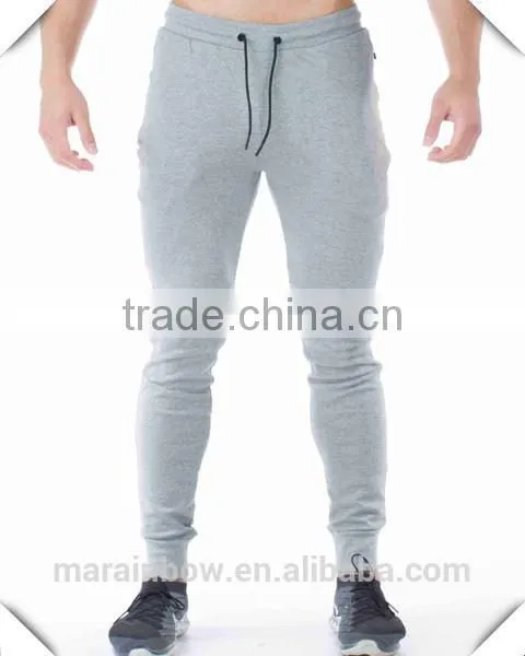 Grey Plain Cotton Polyester Spandex Tapered Mens Joggers Fashion Panel Jogger Pants OEM Sweatpants
