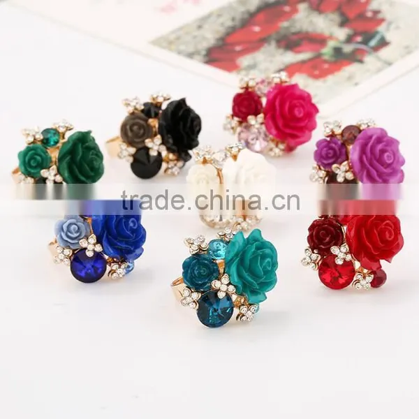 Zm53233a Christmas Hand Decoration Women Ring Jewelry Ladies Finger Rings With Rose Red photo-3