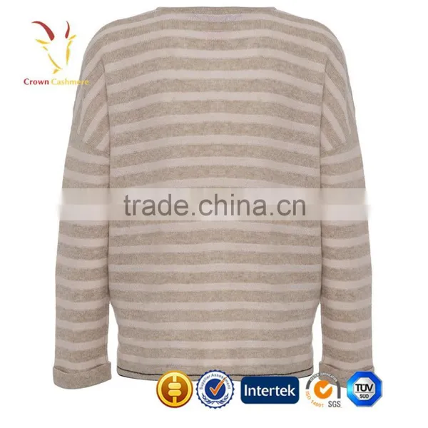 Women Striped Custom Knitted Cardigan Sweater photo-3