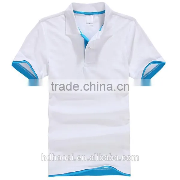 Blank t Shirt Beaded Cotton Double Color Collar Polo Shirt 195g CVC Materials Polo t Shirt for Men photo-3