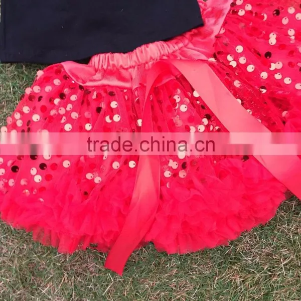 Full Stock Reindeer Long Sleeve Christmas Top X-mas Design Red Sequin Dress Girls Party Dress With Matching Accessory Set photo-3