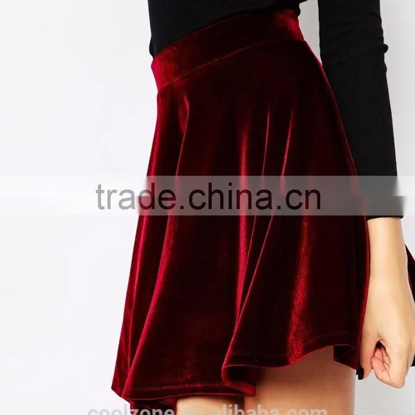 Fully Lined Soft-touch Skater Skirt Women, Velvet Mini Skirts 2015 photo-5