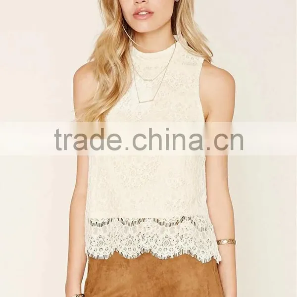 2016 Guangzhou Shandao Oem Service Summer New Design o Neck Sleeveless Fashion Women Lace Tops photo-6