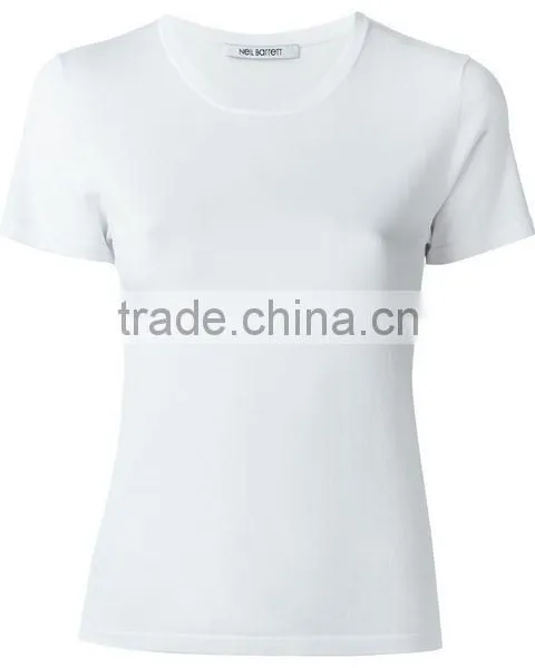 Oem Short Sleeve O Neck Blank Plain T Shirts Clothes for Women,Womens Pure White Cotton Plain T-Shirts for Printing photo-2