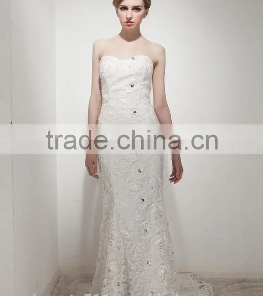 Mermaid Sweetheart Court Train Elegant Lace Wedding Dress AS30402 photo-3