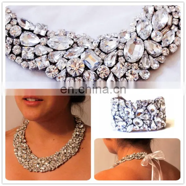 Aidocrystal Handmade Luxury Jewellery Rhinestone Necklace and Bracelet African Gold Plating Jewelry Set