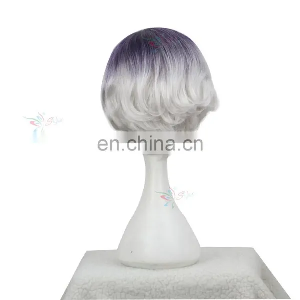Styler Brand Cheap Wholesale Curly Gray Hair Synthetic Wig for Cosplay photo-2
