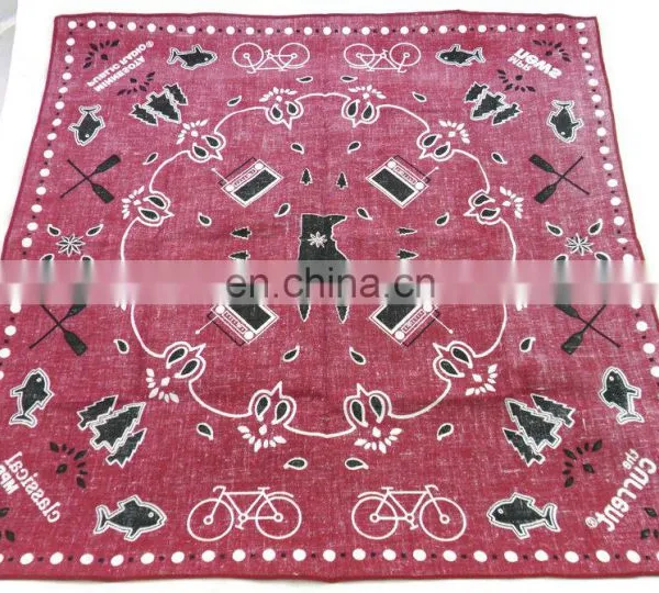 Custom High Quality Promotional Cotton Red Printing Bandana photo-4