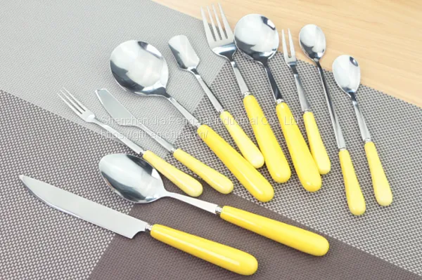 Ceramic Handle Stainless Steel Cake, Knife, Fork and Spoon Tableware Set photo-4