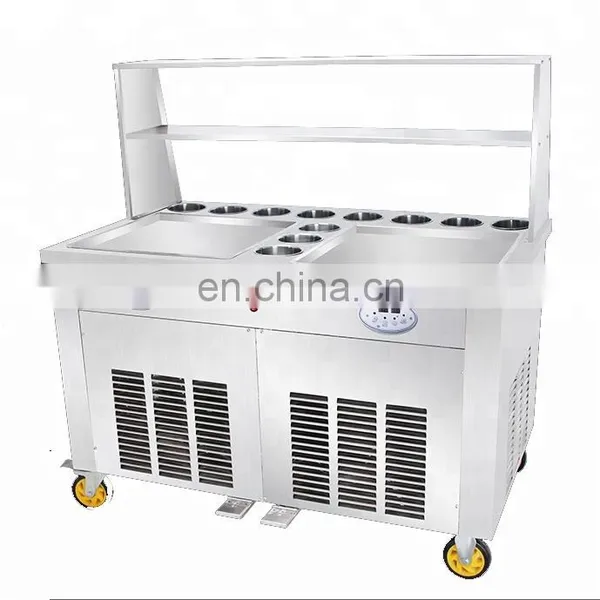 45CM * 2 Pan 11 Tank Ice Pan Fryer Roll Fried Ice Cream Machine Glass Shelving photo-2