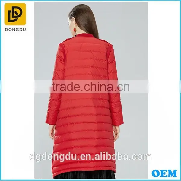 New Design Red Long Down Jacket From Dongdu Clothing Factory photo-2