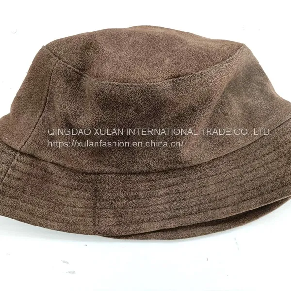 Men's and Women's Fashion Genuine Sheepskin Leather With Print Bucket Hat photo-3