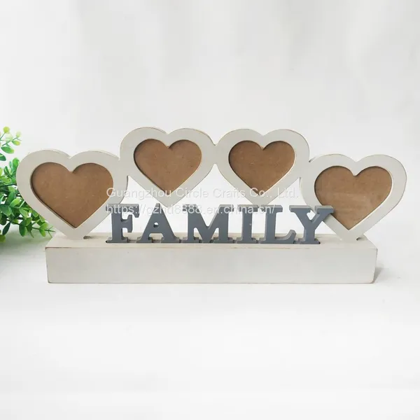 Custom 4cps White Heart Shaped Photo Frame Wooden Desktop Ornament photo-3