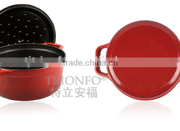 Trionfo Orange Pot Pre-seasoned Cast Iron Cookware Enamelled Casserole photo-2