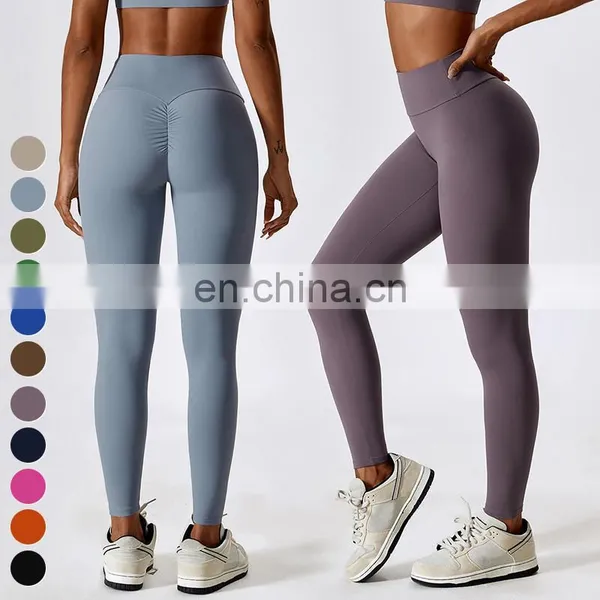 Quick Dry Breathable Sports Leggings Custom Logo Workout Tights Gym Fitness Pants Scrunch Butt High Waist Women Yoga Leggings photo-3