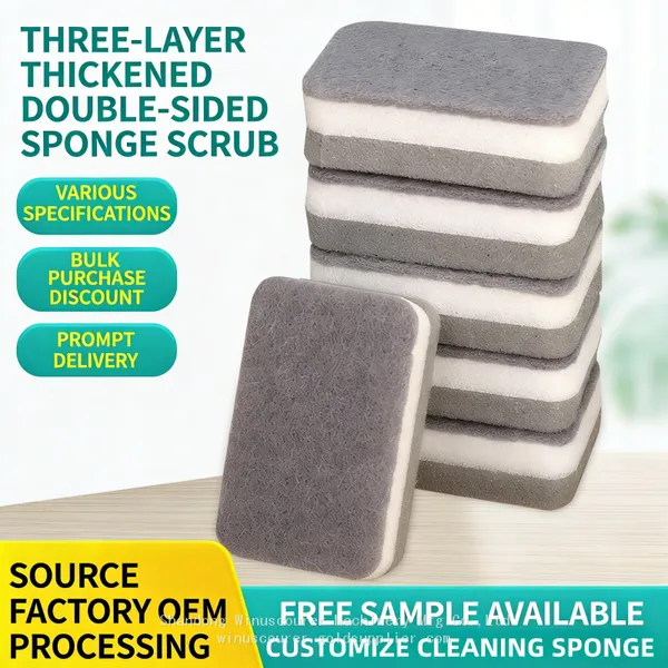 Environmentally Friendly Kitchen Cleaning Sponge With Oil Stains Durable Dishwashing Scourer photo-3
